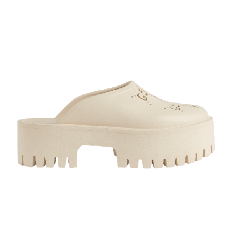 Gucci Wmns Platform Perforated G Sandal 'White Rubber'